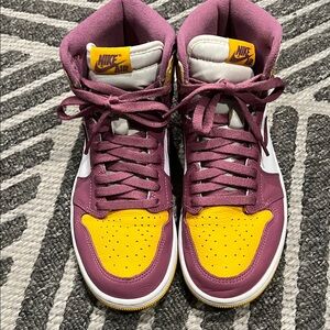 Nike Air Jordan 1 Retro High OG Brotherhood Sneakers in Purple and Yellow